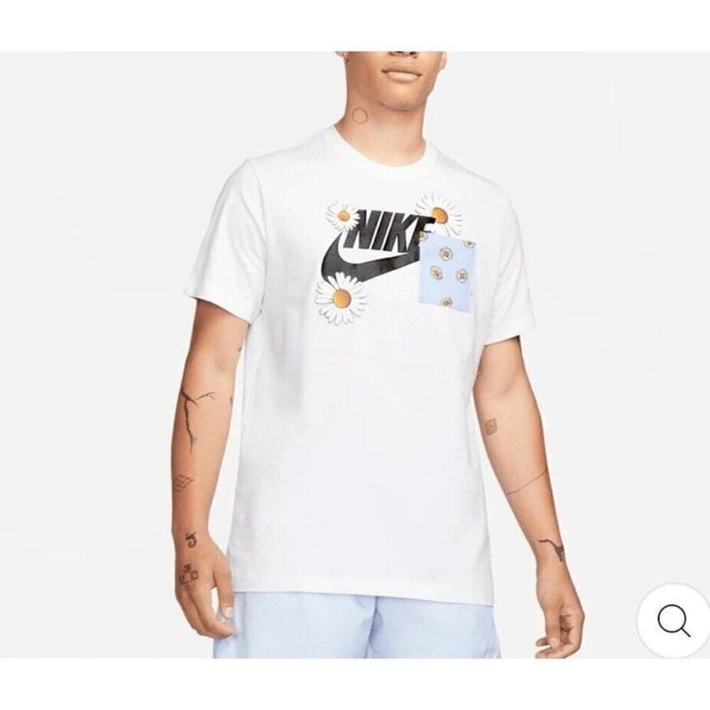 Nike Sportswear Essential Floral Daisy Shirt Mens Size Small White Streetwear